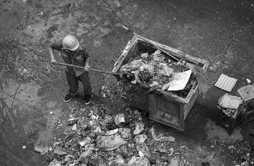 Construction site with a builders skip