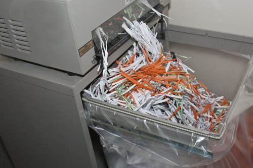 Operatives wearing high-visibility PPE while loading a skip